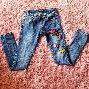 Acid Washed Embroidered Jeans